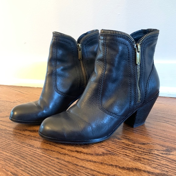 Sam Edelman Shoes - Sam Edelman Exposed Zipper Black Ankle Booties